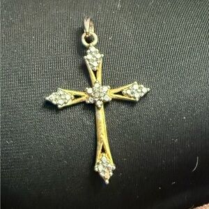 Vintage Elegant Gold and Silver Cross Pendant